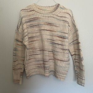 American Eagle Multicolor Striped Knit Pullover Sweater in Ivory